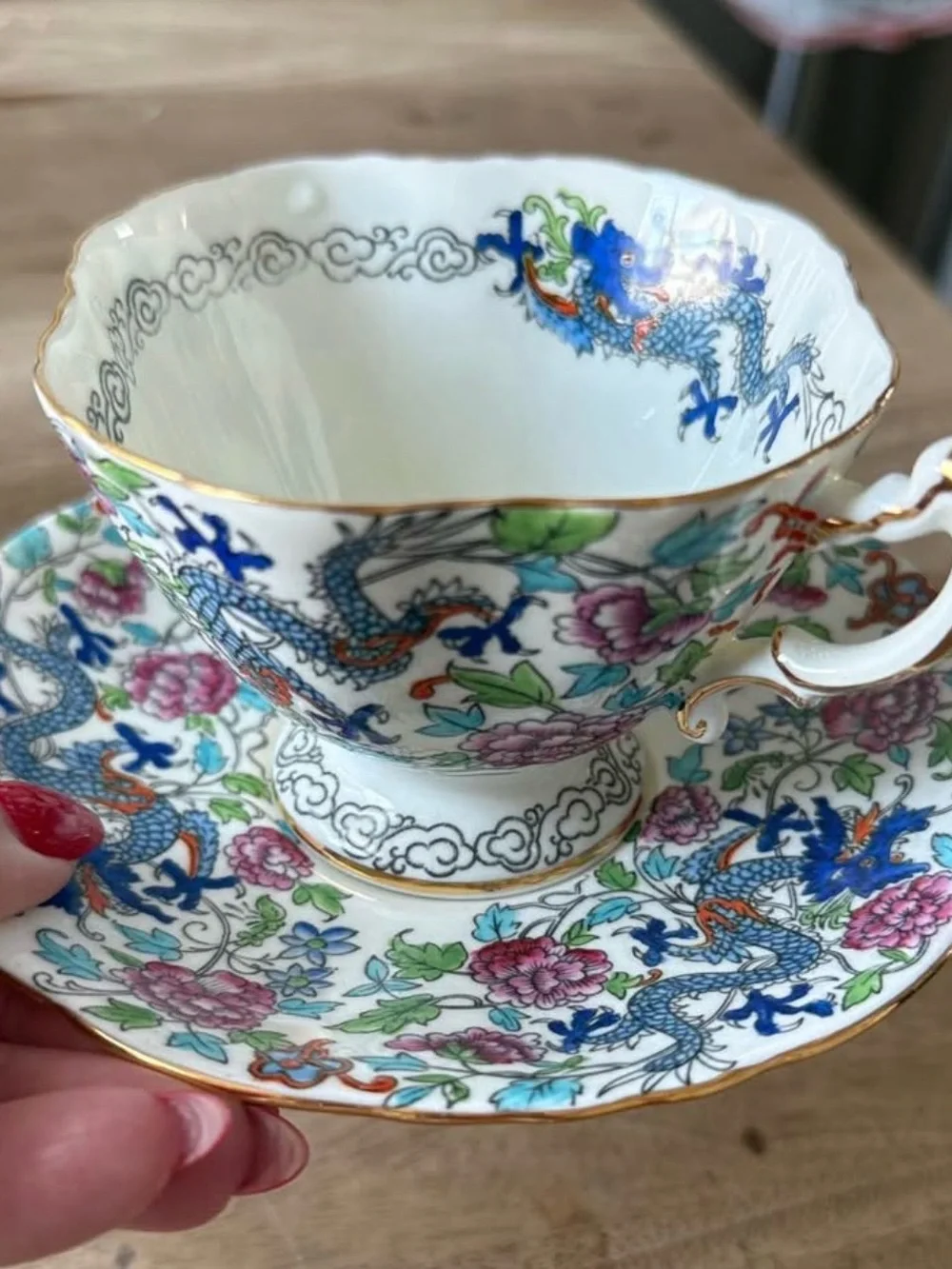 RARE Hammersley & Co “Perkins” Dragon Tea Cup & Saucer Made in England